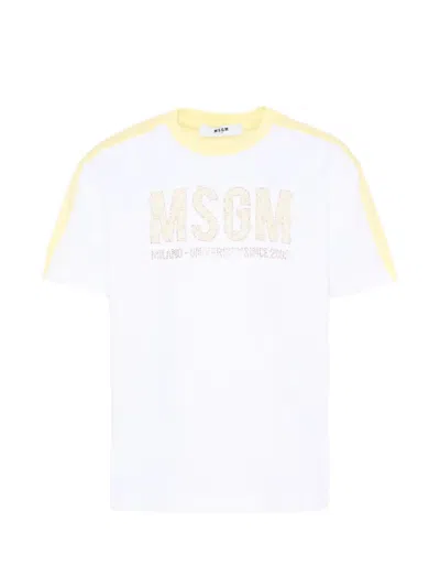 Msgm Kids' Logo-appliqué T-shirt In Multi