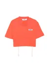 Msgm Logo-appliqué T-shirt In Orange