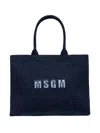 Msgm Logo-appliqué Tote Bag In Blue