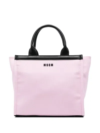 Msgm Kids' Logo-appliqué Tote Bag In Pink