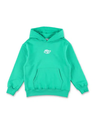 Msgm Kids' Logo Back Hoodie In Green
