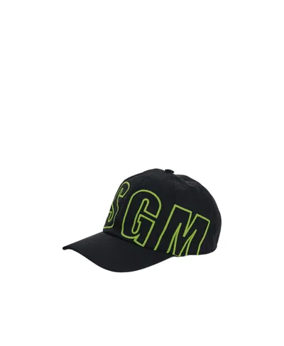 Msgm Logo Baseball Cap In Black