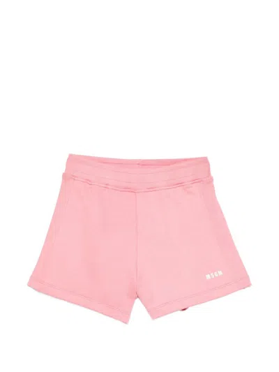 Msgm Kids' Logo Bermuda In Pink