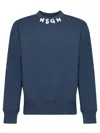 Msgm Logo Blue Crewneck Sweatshirt In Blue