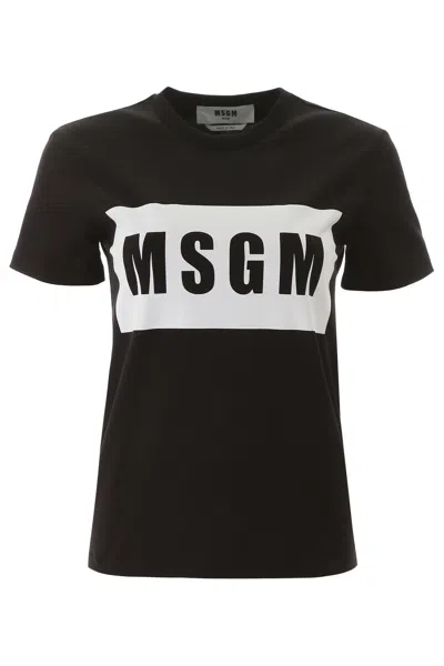 Msgm Logo Box T-shirt In Black (black)