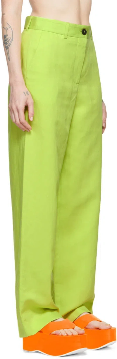 Msgm Logo Casual Pants In Green