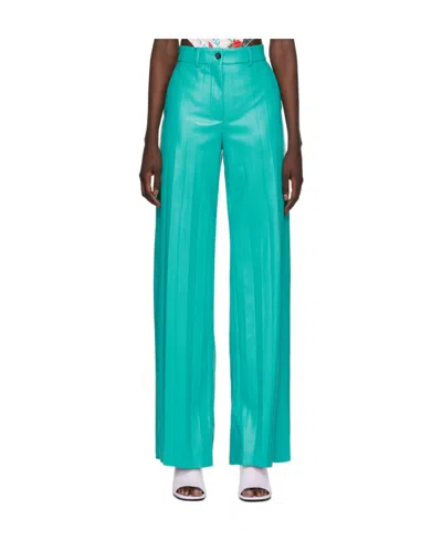 Msgm Logo Casual Pants In Green