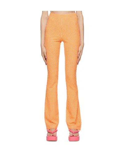Msgm Orange Polyester Trousers In 10 Orange