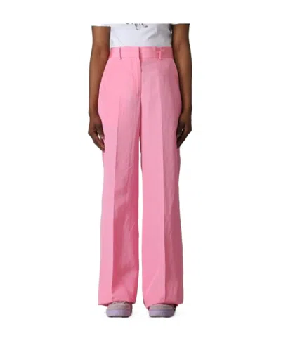 Msgm Logo Casual Trousers In Fuchsia