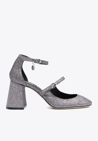 MSGM LOGO CHARM 90 GLITTERED PUMPS
