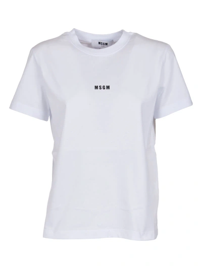 Msgm Logo Chest T-shirt In Optical White