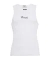 Msgm Logo Cotton Blend Tank Top In White