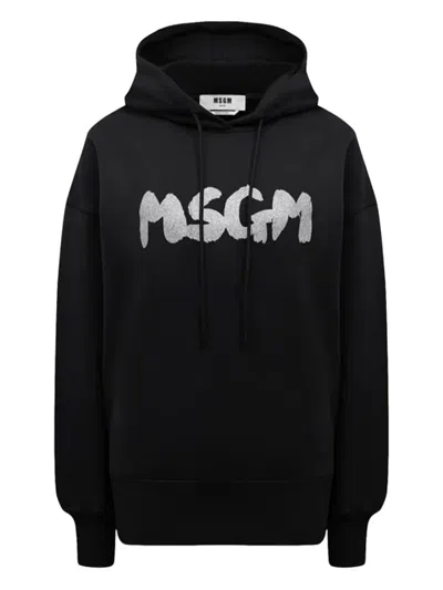 Msgm Logo Cotton Hoodie