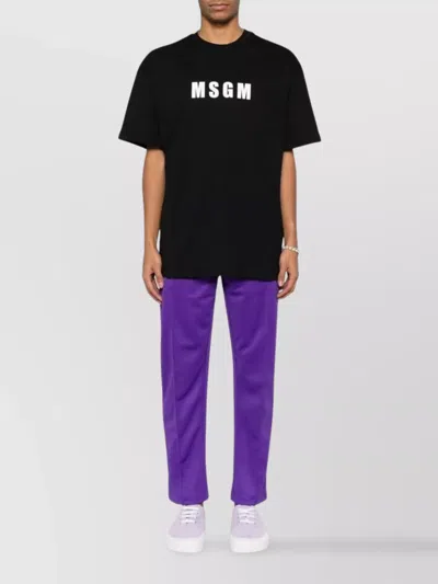 Msgm Logo Crew Neck Cotton T-shirt In Black