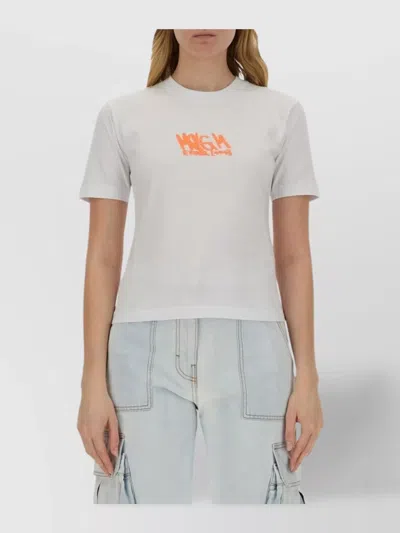 Msgm Logo Crew Neck Graphic Print T-shirt In White