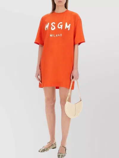 MSGM LOGO CREW NECK MINI DRESS