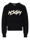 Msgm Logo Crew-neck Sweater In Black