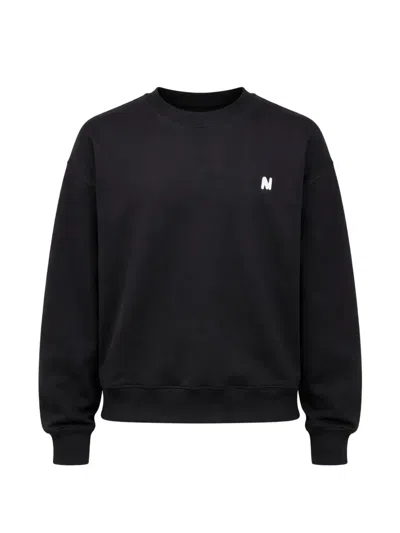 Msgm Logo Crew Neck Sweater In Black