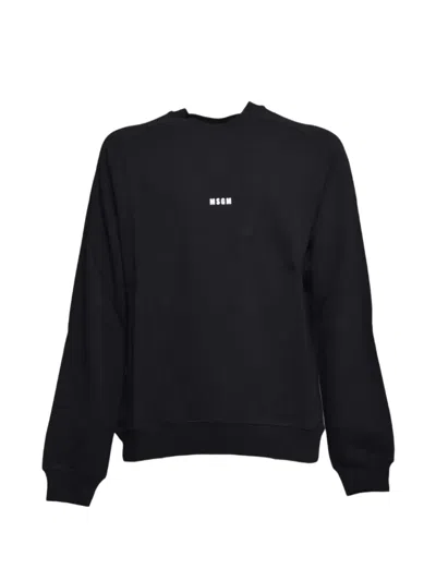 Msgm Logo Crew-neck Sweatshirt In Black