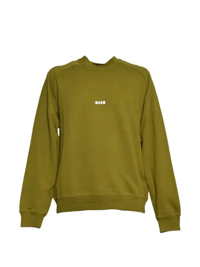 Msgm Logo Crew-neck Sweatshirt In Green