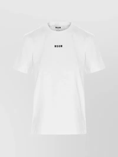 Msgm Logo Crew Neck T-shirt With Short Sleeves In White