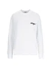 Msgm White Crewneck Sweatshirt With Script Logo In White