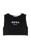 Msgm Logo Crop Sleevless T-shirt In Black