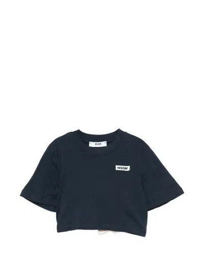 Msgm Logo Crop T-shirt In Multi