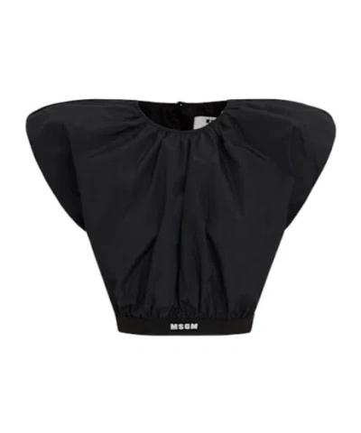Msgm Logo Crop Top In Black
