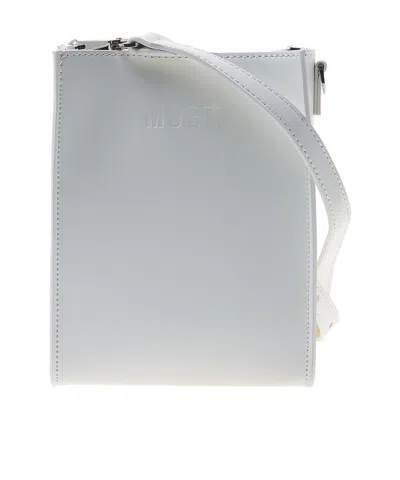 Msgm Logo-debossed Shoulder Bag In Gray