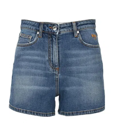 MSGM LOGO DENIM SHORTS