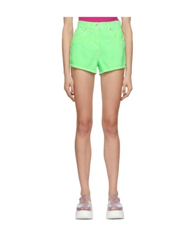 Msgm Logo Denim Shorts In Nude