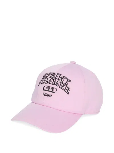 Msgm Logo-detail Baseball Cap In Pink