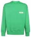 Msgm Logo Detail Cotton Sweatshirt In Green