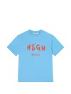 Msgm Logo-detail Cotton T-shirt In Blue