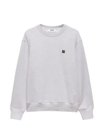 Msgm Logo-detail Crew-neck Sweatshirt In Gray