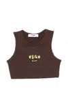 Msgm Logo-detail Crop Top In Brown