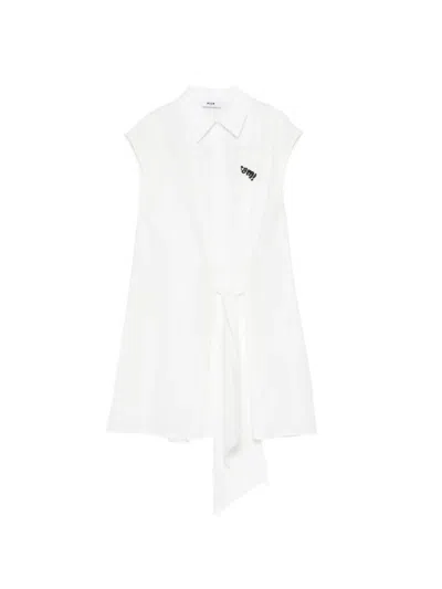 Msgm Logo-detail Dress In White