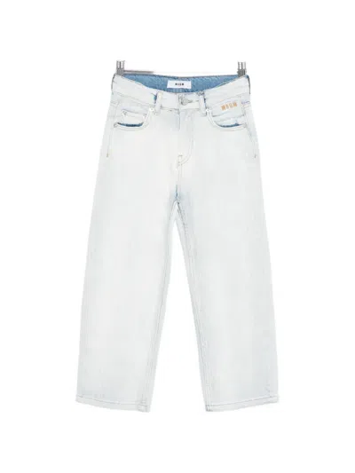 Msgm Kids' Logo-detail Jeans In Blue