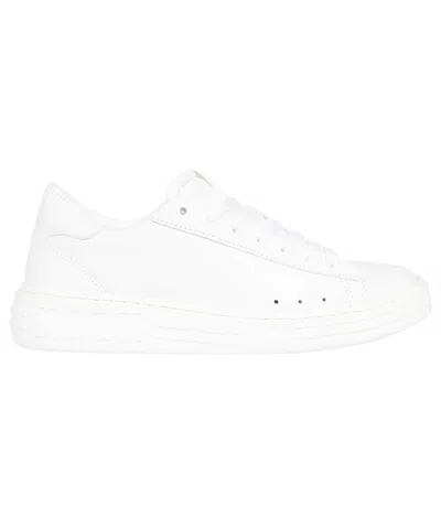 Msgm Logo Detail Leather Sneakers In White