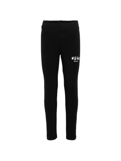 Msgm Kids' Logo-detail Leggings In Black