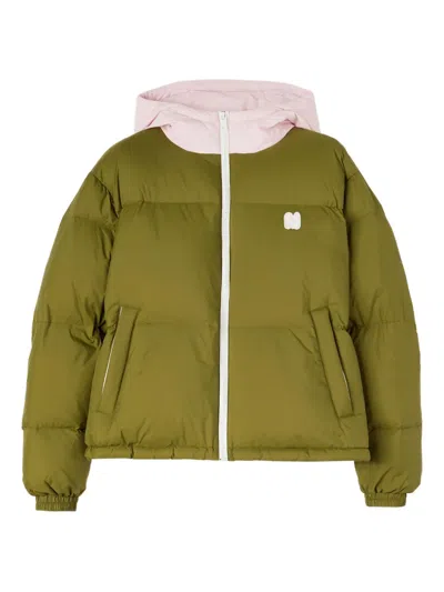 Msgm Logo-detail Puffer Jacket In Green