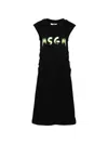 Msgm Logo-detail Ruched Dress In Black