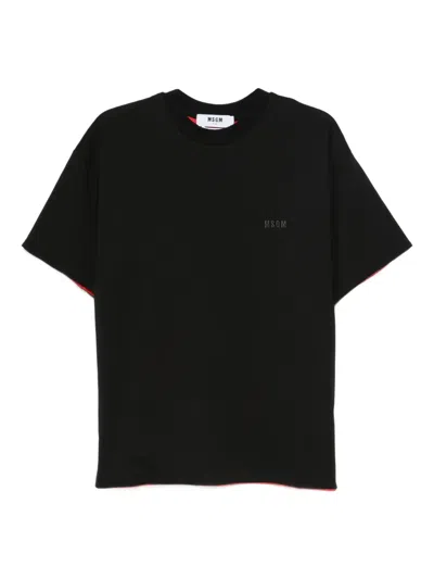 Msgm Logo-detail Short-sleeve T-shirt In Black