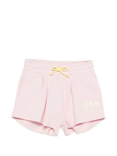 Msgm Kids' Logo-detail Shorts In Pink