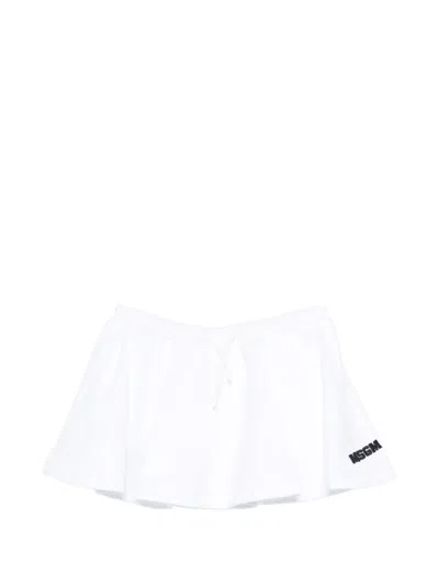 Msgm Kids' Logo-detail Skirt In White