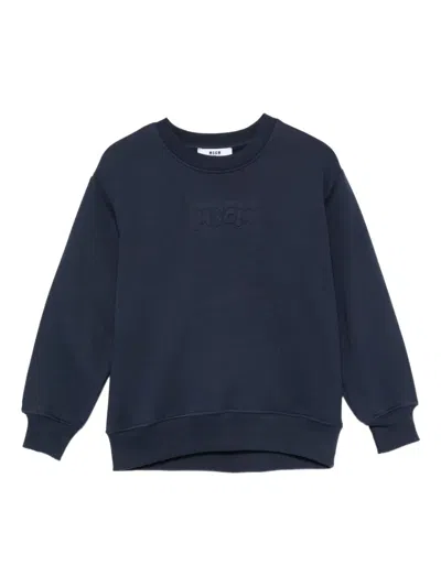 Msgm Kids' Logo-detail Sweatshirt In Blue