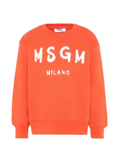 Msgm Kids' Logo-detail Sweatshirt In Brown