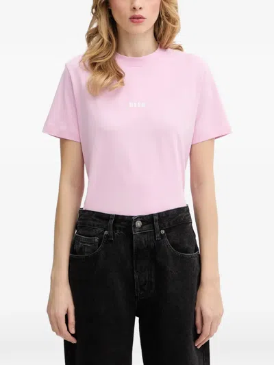 Msgm Logo-detail T-shirt In Pink