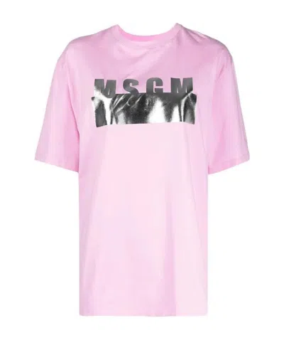 Msgm Logo Detail T-shirt In Pink